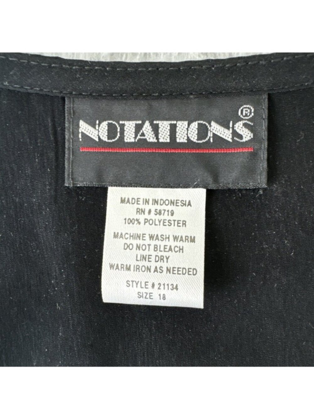 Notations Womens Black Button-Down Short-Sleeve Blouse Size 18 V-Neck Light - Picture 2 of 12